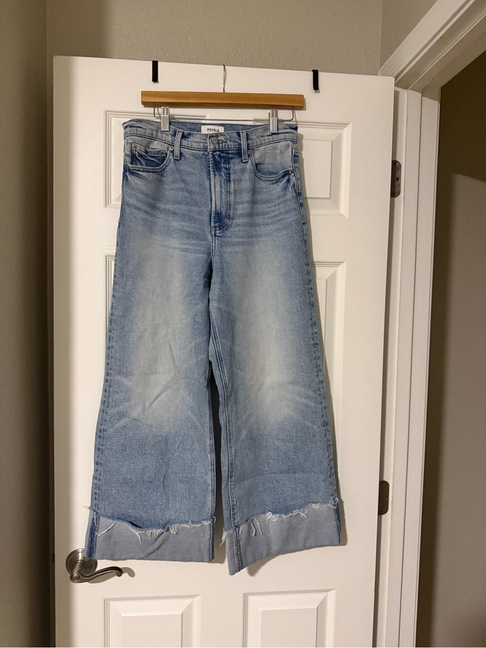 pistola Lana Faded Light Blue Ultra High-Rise Wide Leg Jeans in Snowcat 29 - Picture 5 of 9
